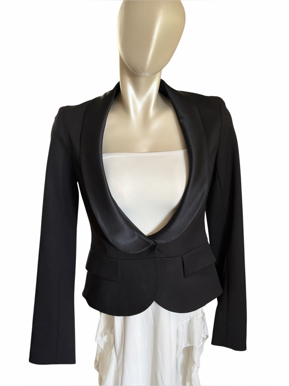 Theory Black Satin-Trim Single-Button Women's Blazer